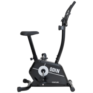 Bicicleta ergométrica Odin Fit Magnética Century vertical plegable color negro.
