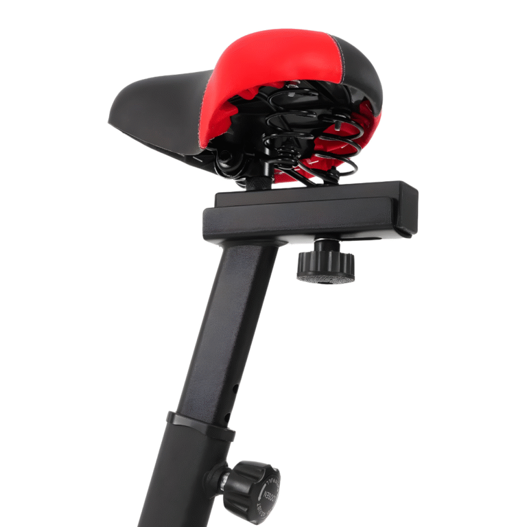 Detalle de la estructura robusta con soporte para botella y base para celular o tablet.