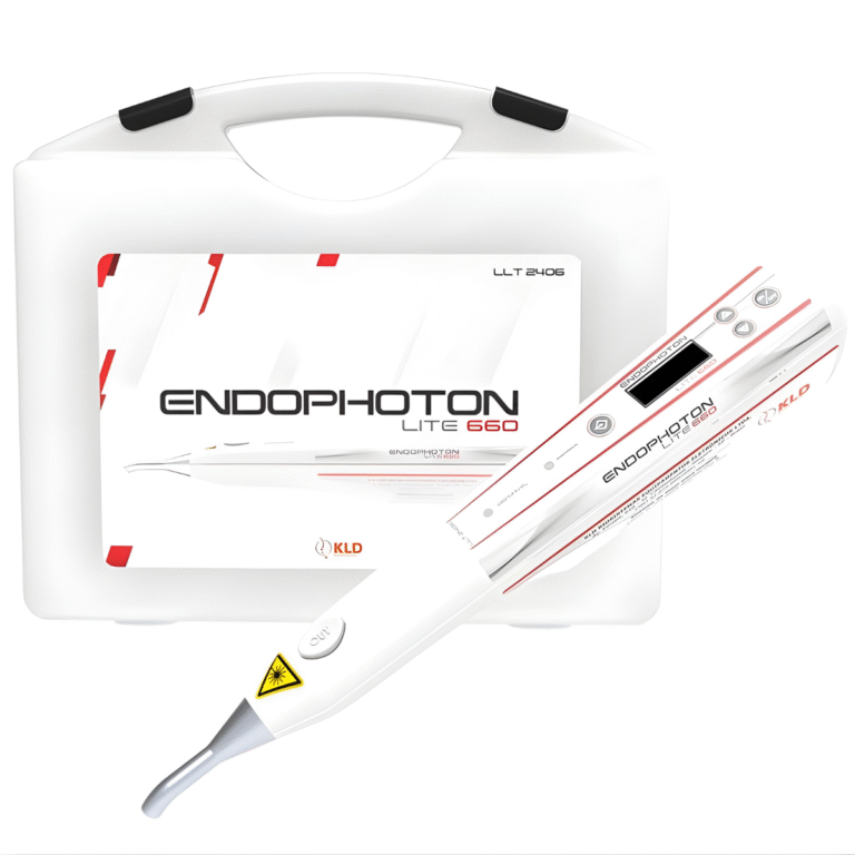 Equipo de láser terapéutico Endophoton Lite 660nm de KLD Biosistemas, ideal para fisioterapia, estética y medicina, con entrenamiento en vivo incluido.