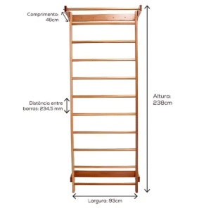 Espaldar Clásico en Madera Maciza Arktus para Pilates, fisioterapia, estiramientos y corrección postural, con capacidad de 140 kg.