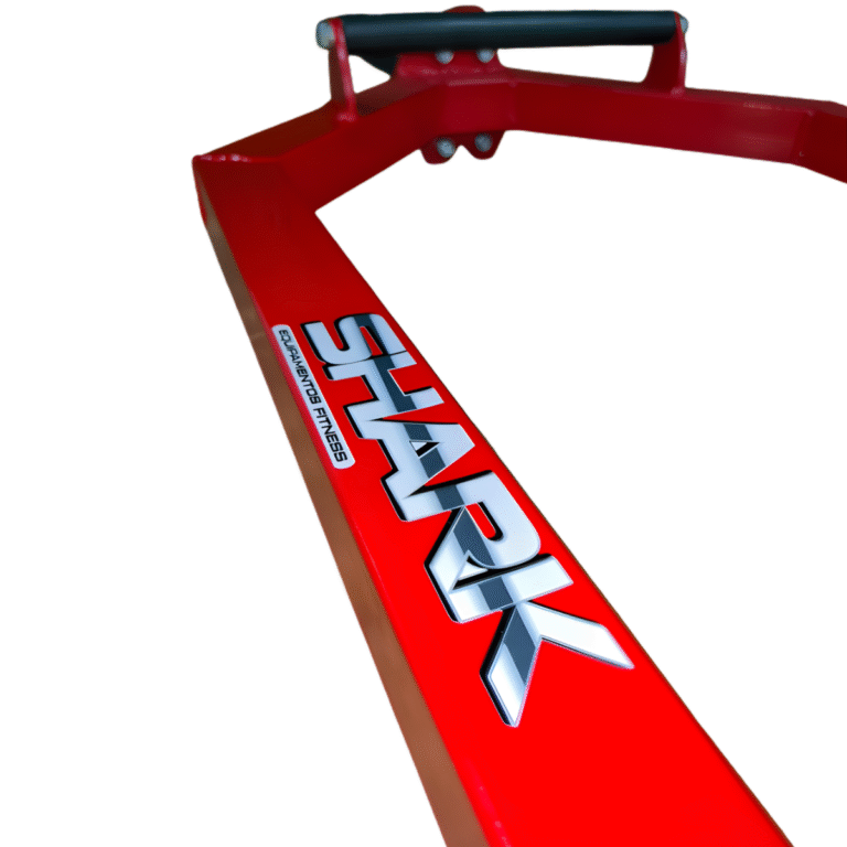 Barra Hexagonal Innove de fabricación brasileña profesional, estructura de acero reforzado, color rojo, ideal para entrenamiento de fuerza y peso muerto.