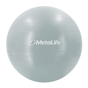 Bola de Pilates 65 cm gris MetaLife con tecnología antiestallido para ejercicios de Pilates, yoga y fisioterapia.