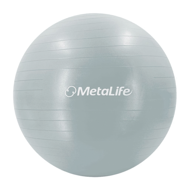 Bola de Pilates 65 cm gris MetaLife con tecnología antiestallido para ejercicios de Pilates, yoga y fisioterapia.