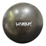 Bola Overball LiveUp 25 cm color negro para Pilates, Yoga y rehabilitación.