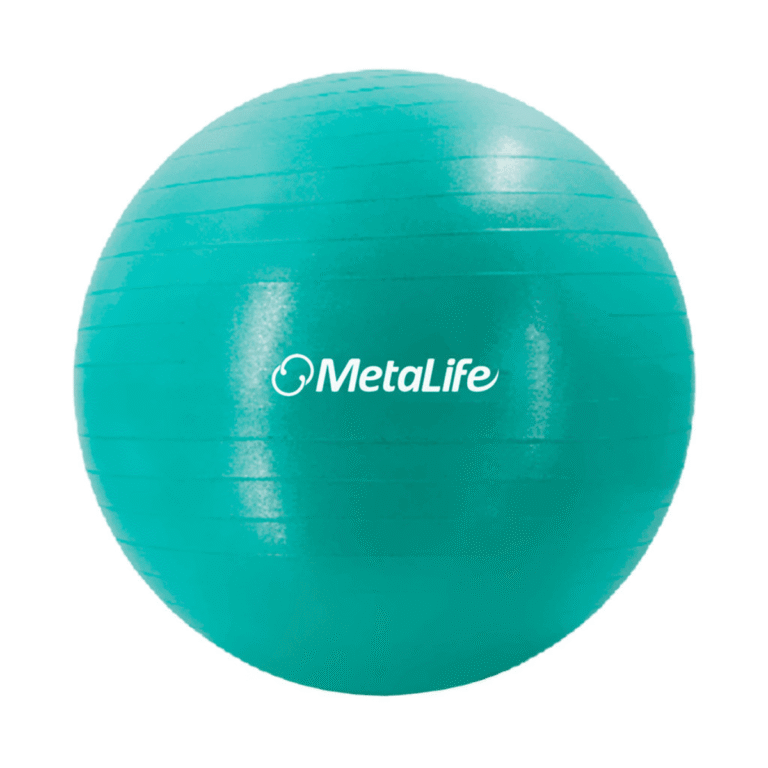 Bola de Pilates 55 cm MetaLife gris – Pelota suiza para ejercicios de fortalecimiento, estiramiento y corrección postural.