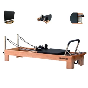reformer de Pilates profesional de madera con accesorios para estudio y clínica