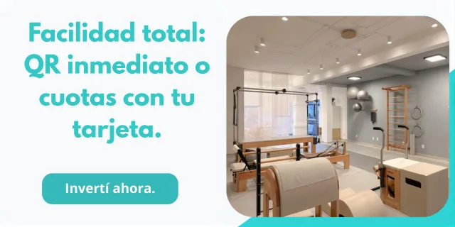 Facilidad de pagos en Paraguay para equipos de Pilates Innove. Pagá con QR o en cuotas con tarjeta de crédito.