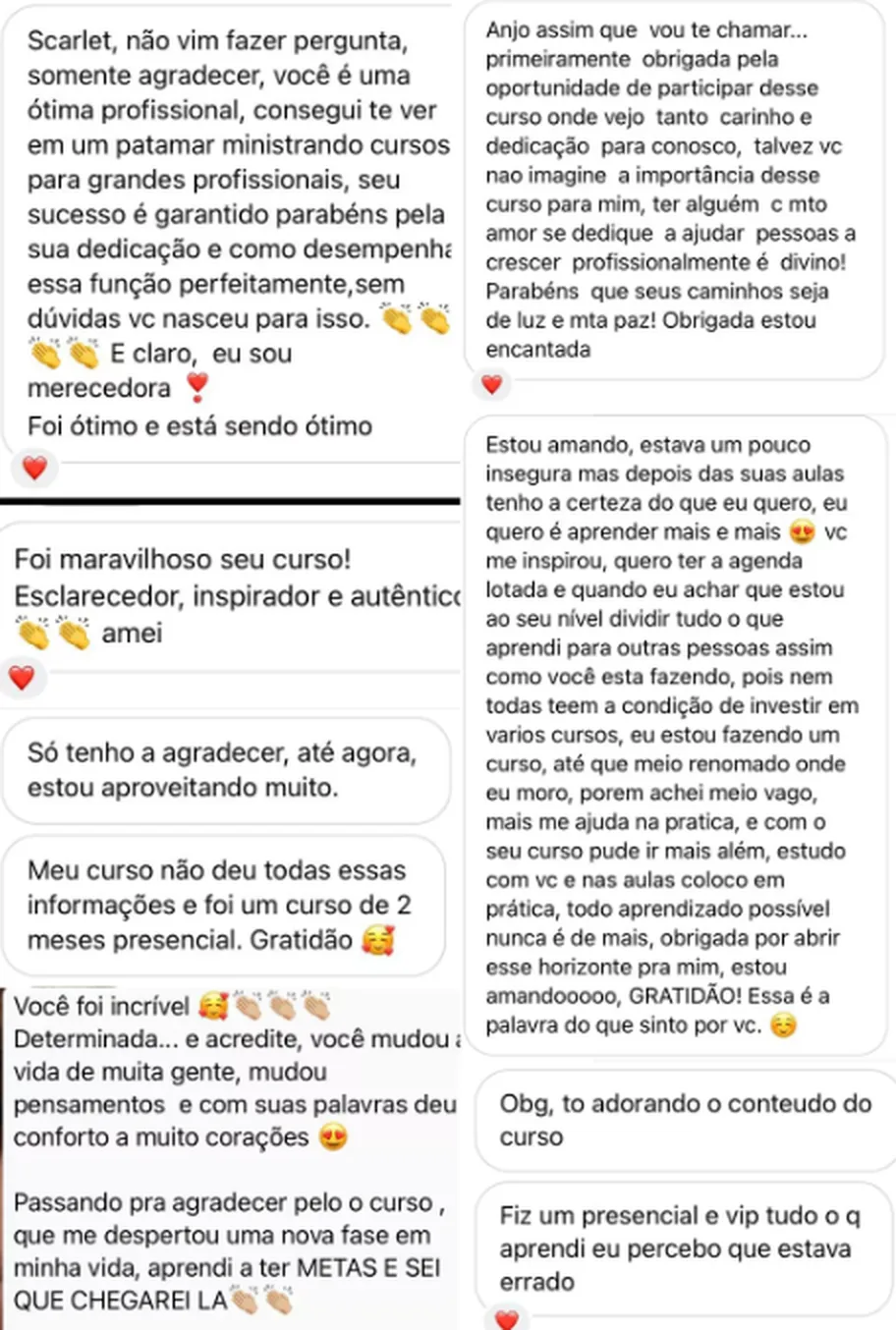 Mensajes de alumnas de la escuela